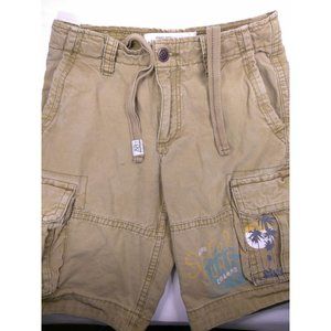 Aeropostale Mens Cargo Shorts sz 28 Beach Scene Brown Cotton SoCal Surf 7 Pocket